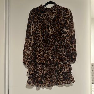 Express cheetah print chiffon dress